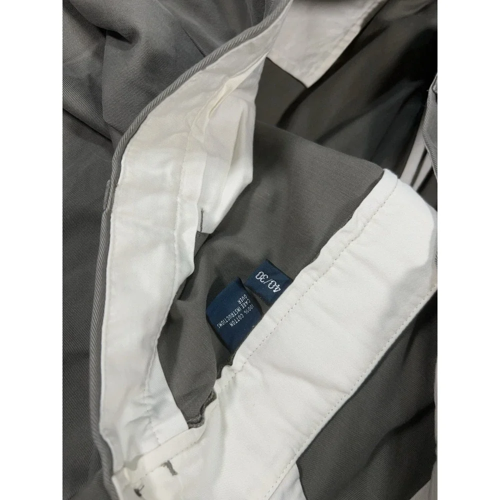 VTG‎ Polo Ralph Lauren Andrew Pants Men's 40x30 Gray Double Pleated Pony Preppy
